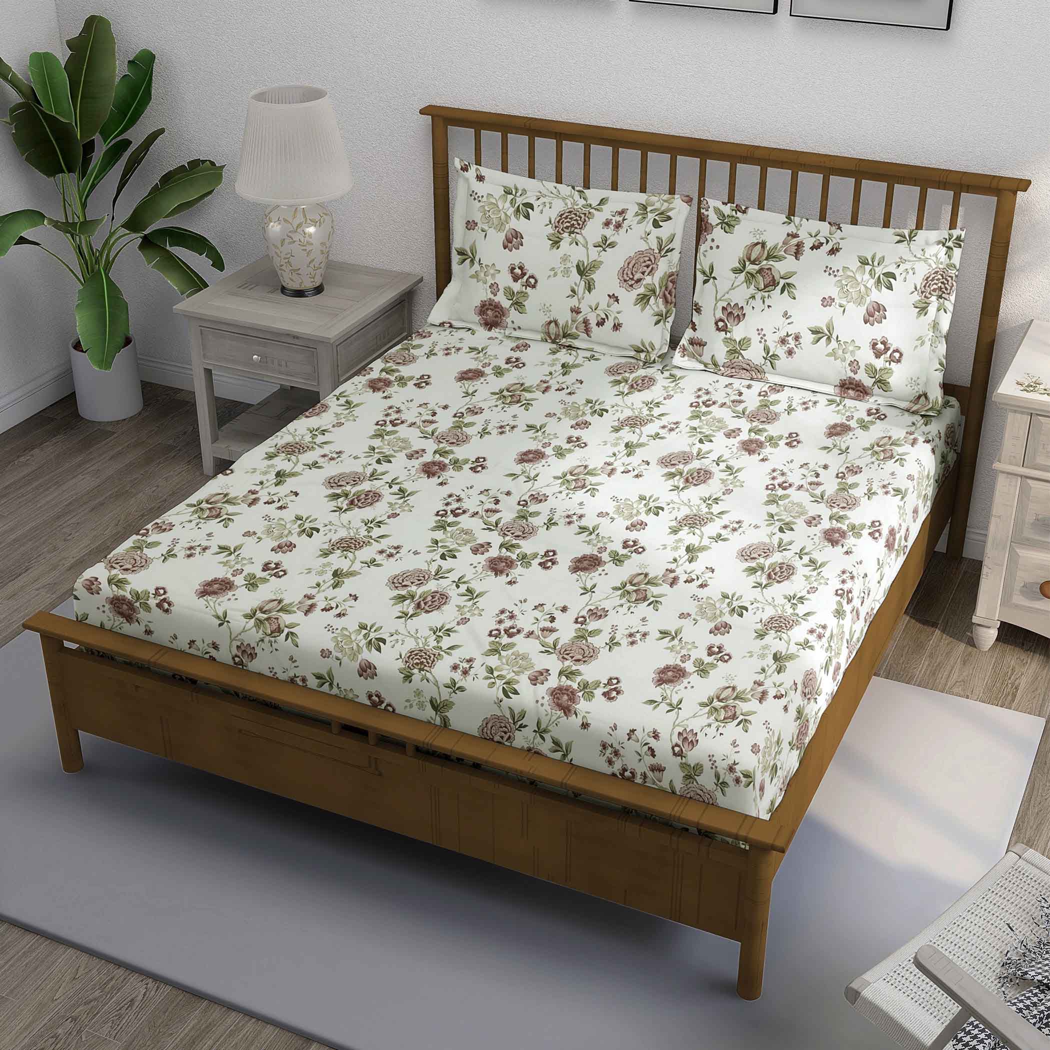 Peony Grace - 250TC Pure Cotton Double Queen (90x100 Inches)