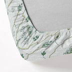 Floral Print Green 200 TC King  Fitted Besheet With 2 Pillow Covers (72x78x10Inches)