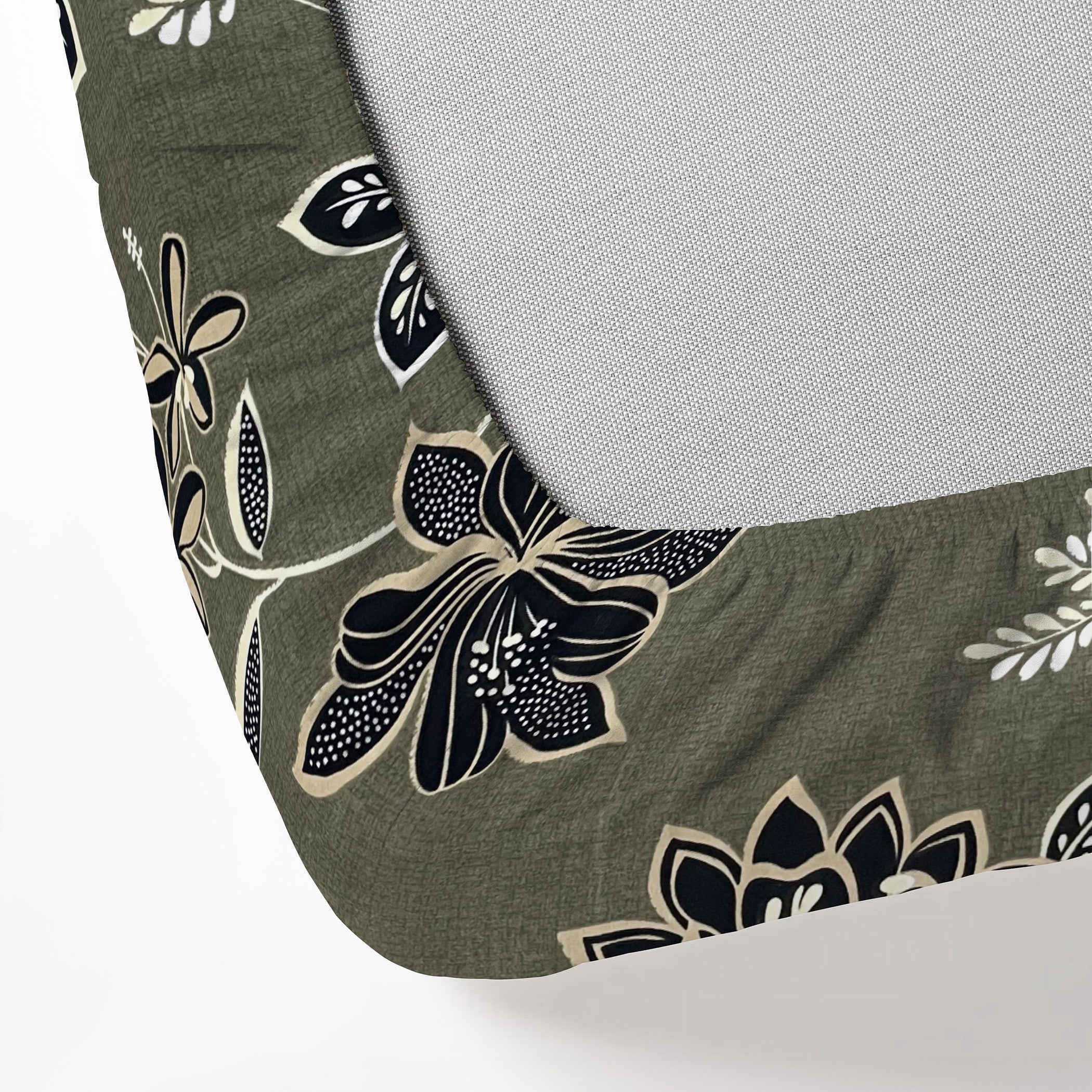 Floral Print Grey 200 TC King  Fitted Besheet With 2 Pillow Covers (72x78x10 Inches)