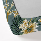 Floral Print Teal 200 TC King  Fitted Besheet With 2 Pillow Covers (72x78x10 Inches)