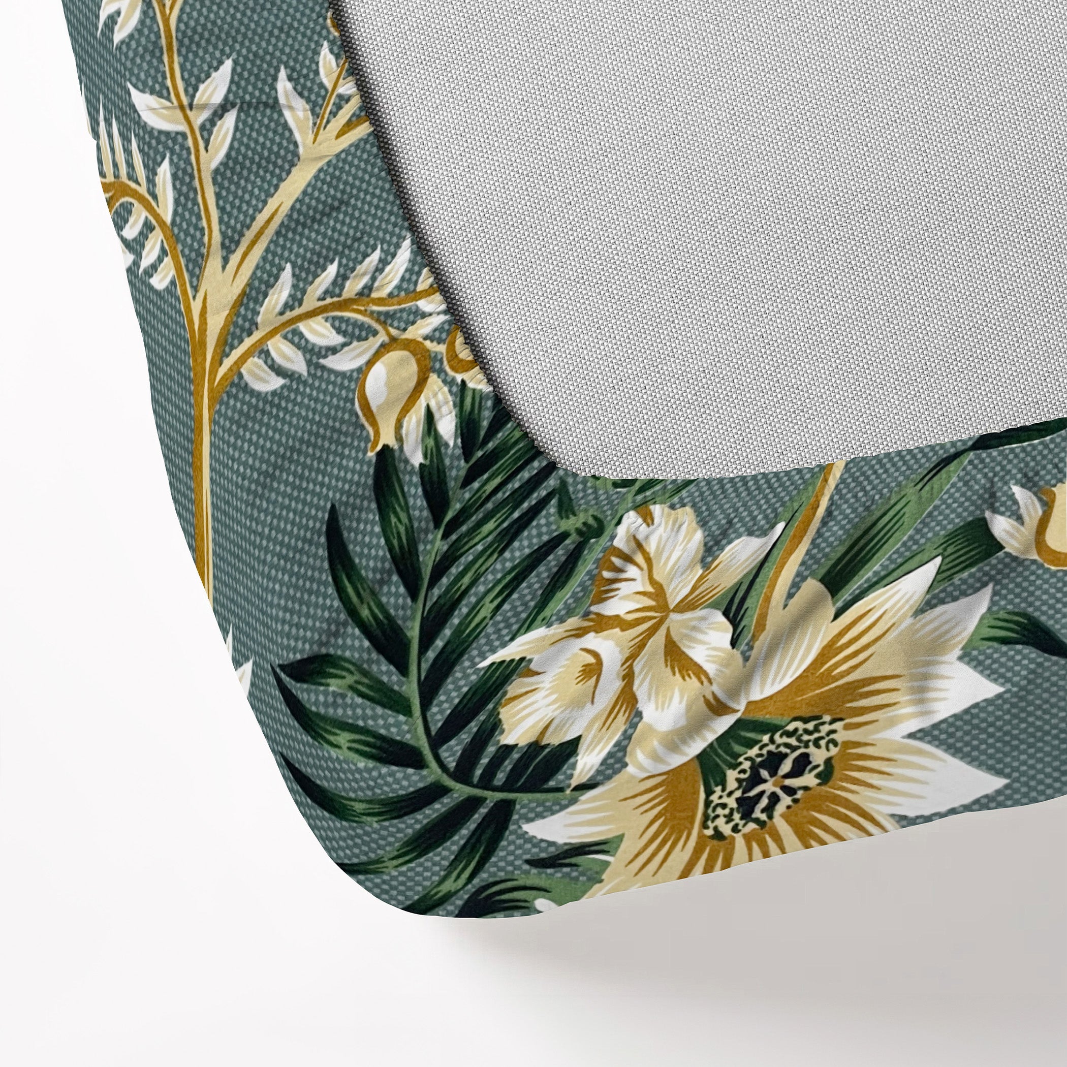 Floral Print Teal 200 TC King  Fitted Besheet With 2 Pillow Covers (72x78x10 Inches)