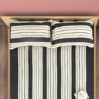 Monochrome Elegance - Yarn-Dyed Striped King Fitted Bedsheet (72x78x10 Inches)