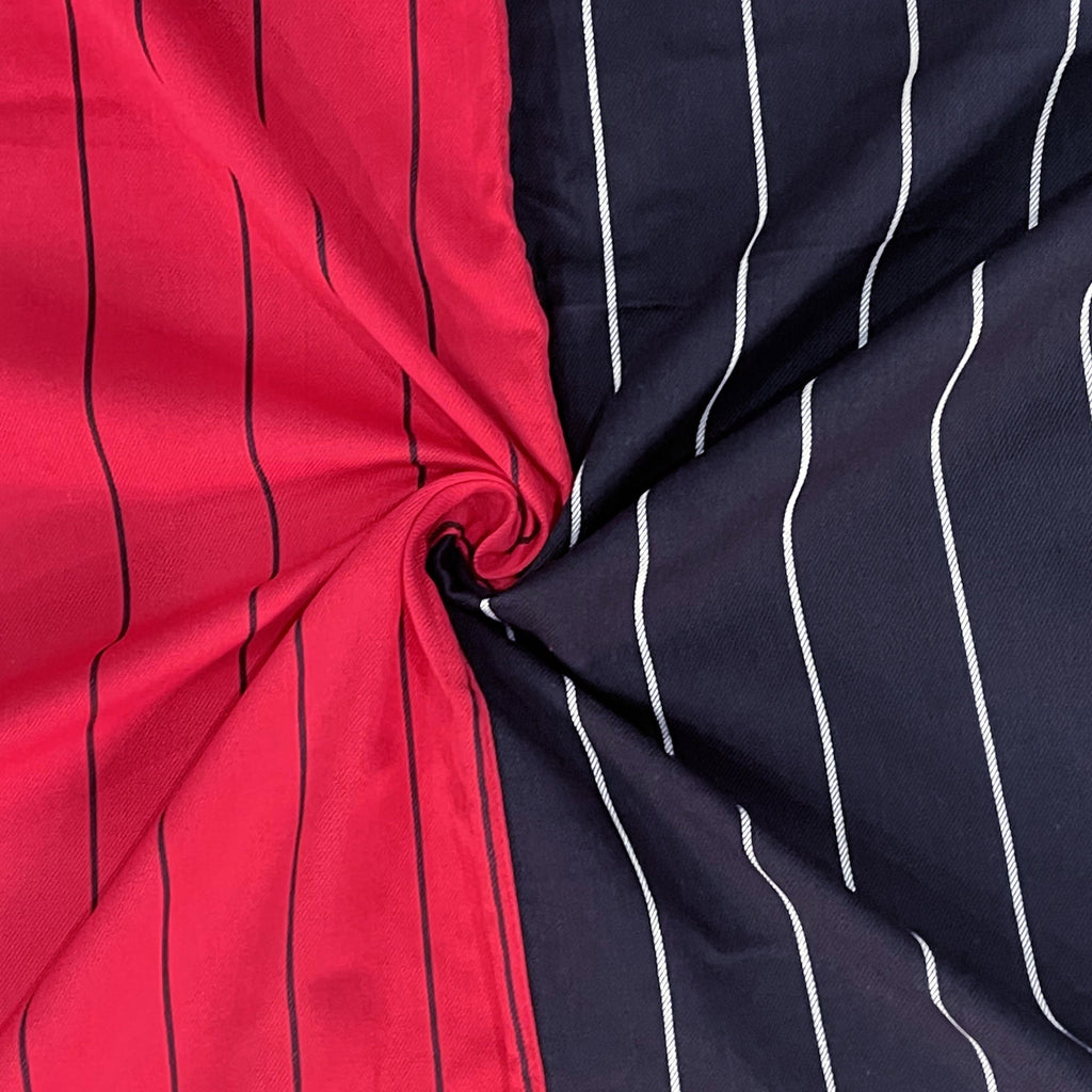 Red & Black Pinstripe Pure Cotton 240 TC King Fitted Bedsheet with 2 Pillow Covers (72x78x10 Inches)