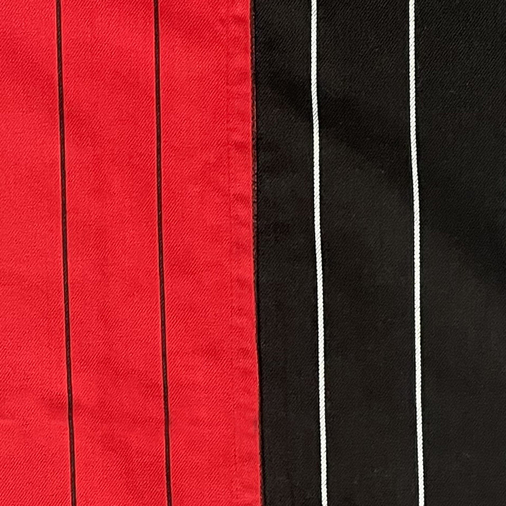 Red & Black Pinstripe Pure Cotton 240 TC King Fitted Bedsheet with 2 Pillow Covers (72x78x10 Inches)