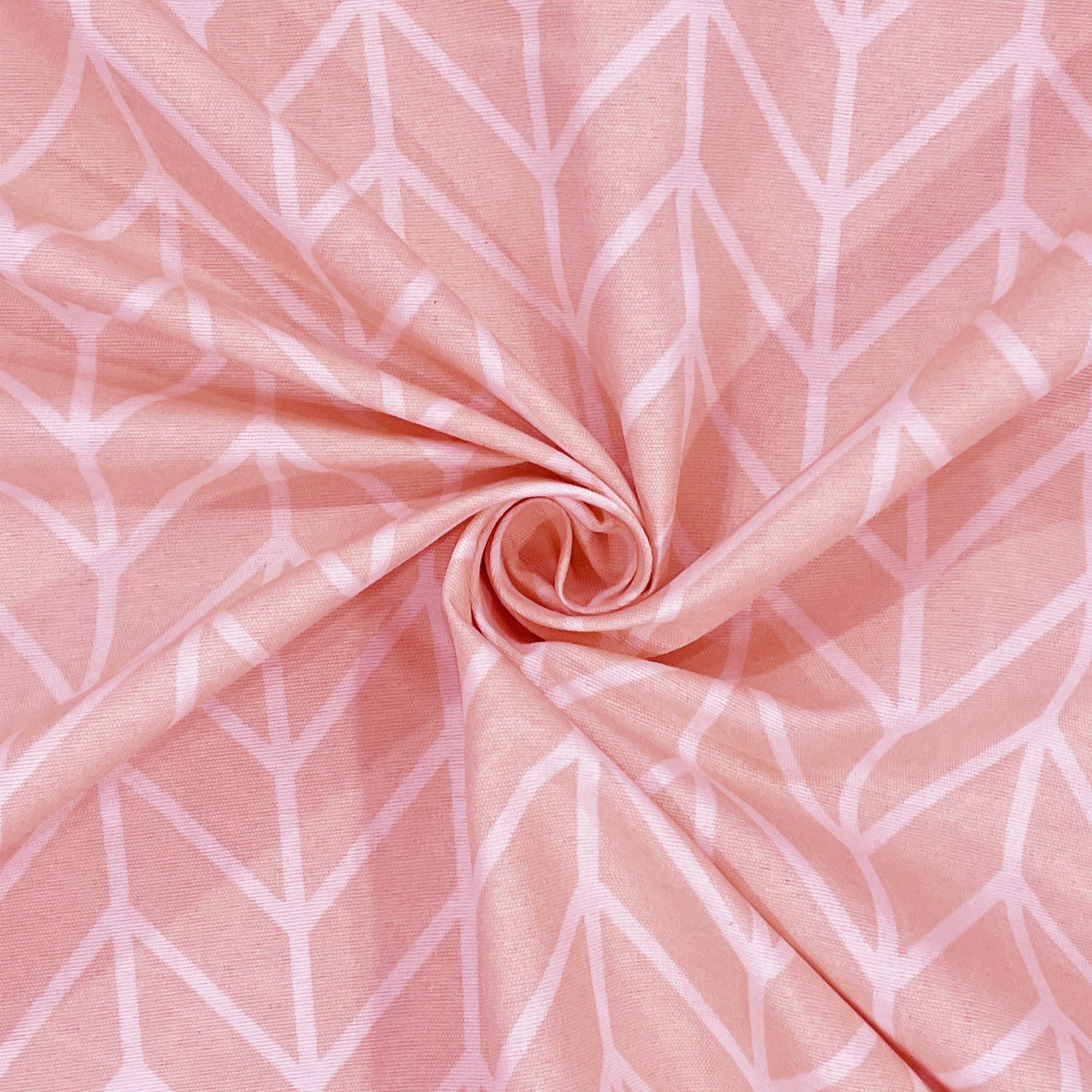 Blush Pink Minimal Geometric King Fitted Bedsheet with 2 Pillow Covers - Soft & Elegant (72x78x10 inches)