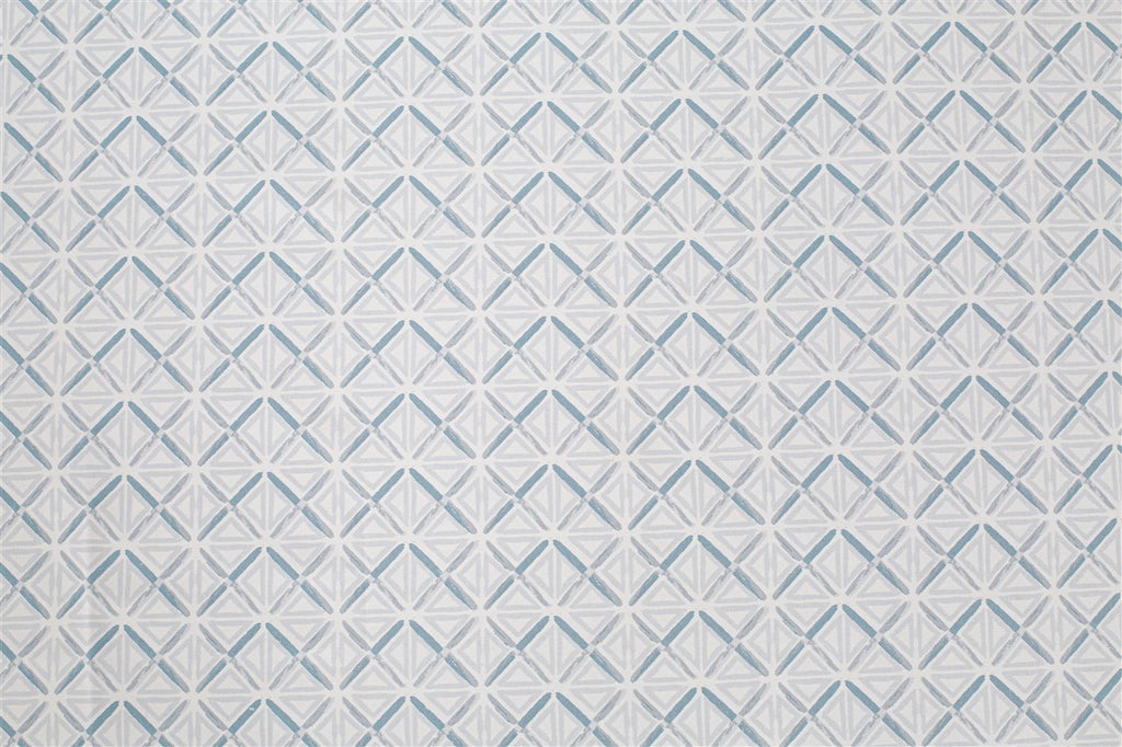 Sky Blue Zig-Lines King Fitted Bedsheet with 2 Pillow Covers 200TC (72x78x10 inches)