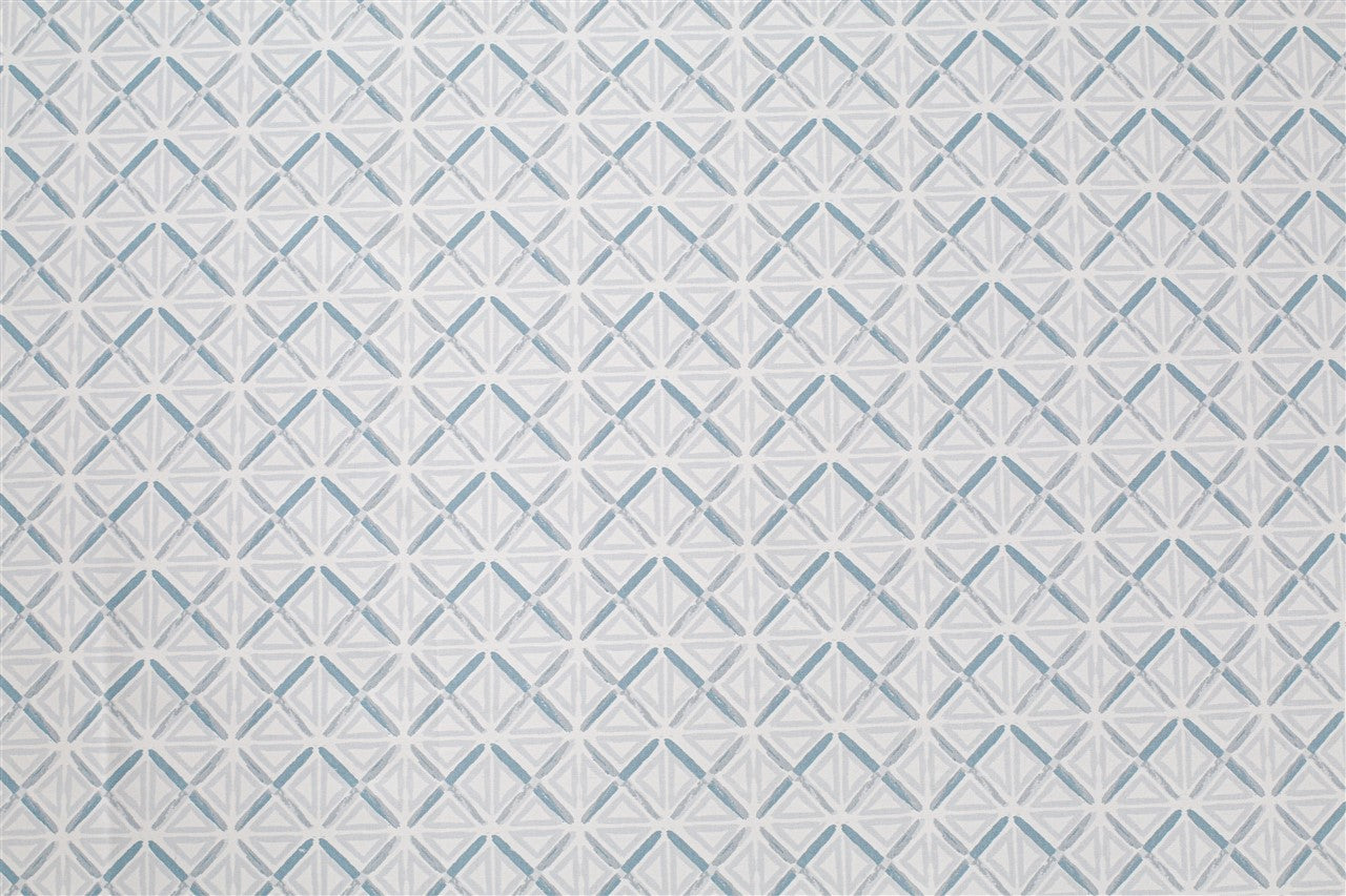 Sky Blue Zig-Lines King Fitted Bedsheet with 2 Pillow Covers 200TC (72x78x10 inches)