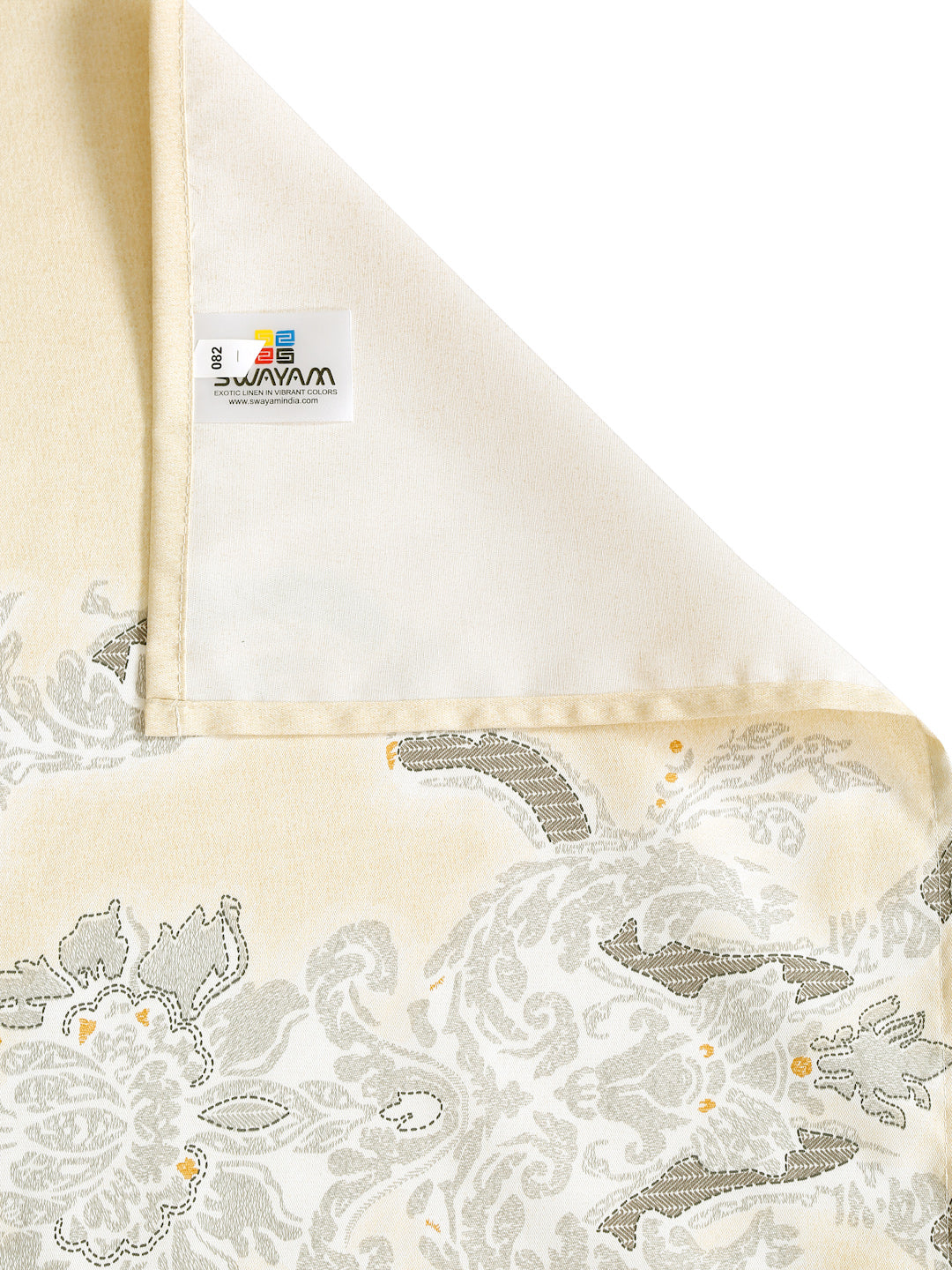 Pastel Yellow Royale Motif King Fitted Bedsheet with 2 Pillow Covers 200TC - Elegant Classic Design (72x78x10 inches)