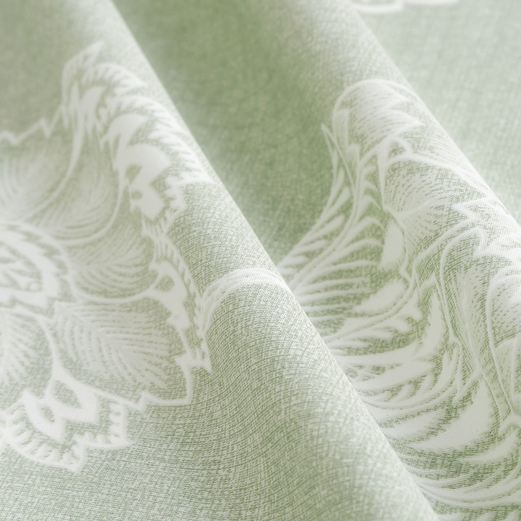 Pastel Green Botanical Print King Fitted Bedsheet with 2 Pillow Covers 200TC - Soft & Serene Look (72x78x10 inches)