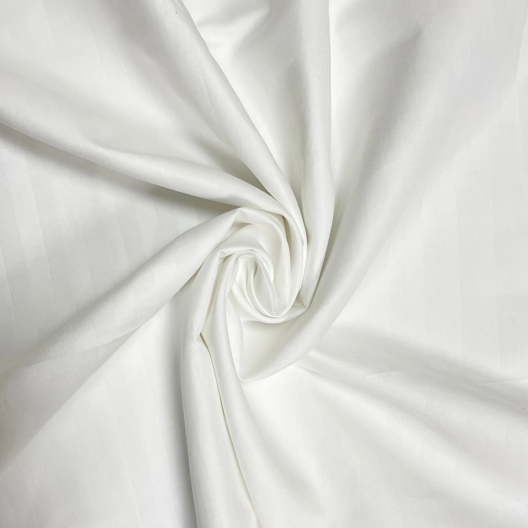 White Pinstripe Pure Cotton 300 TC King Fitted Bedsheet with 2 Pillow Covers (72x78x10 Inches)