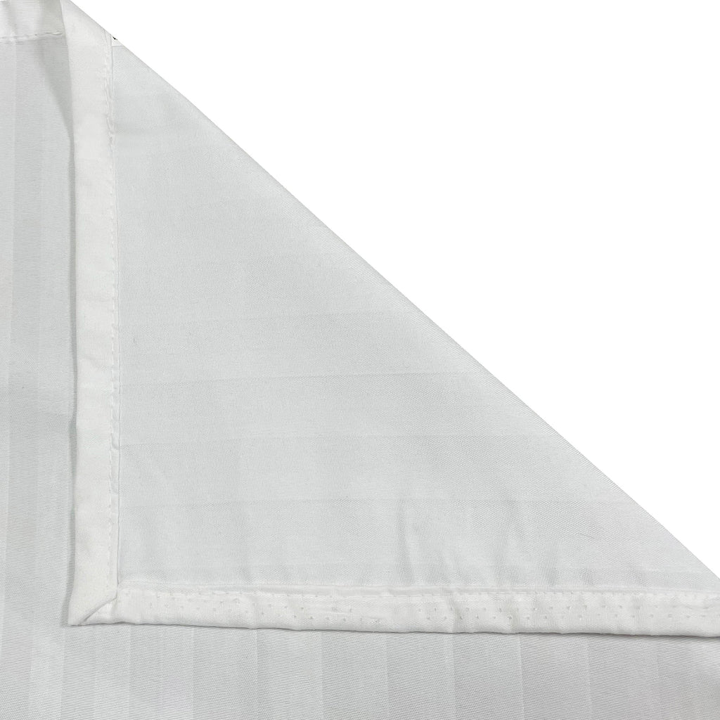 White Pinstripe Pure Cotton 300 TC King Fitted Bedsheet with 2 Pillow Covers (72x78x10 Inches)