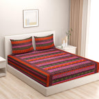 Sunset Kaleidoscope – 200TC Pure Cotton King Fitted Bedsheet (72x78x10 Inches)