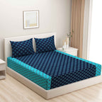 Indigo Oasis - Traditional Buti 200TC Cotton King Fitted Bedsheet (72x78x10 Inches)