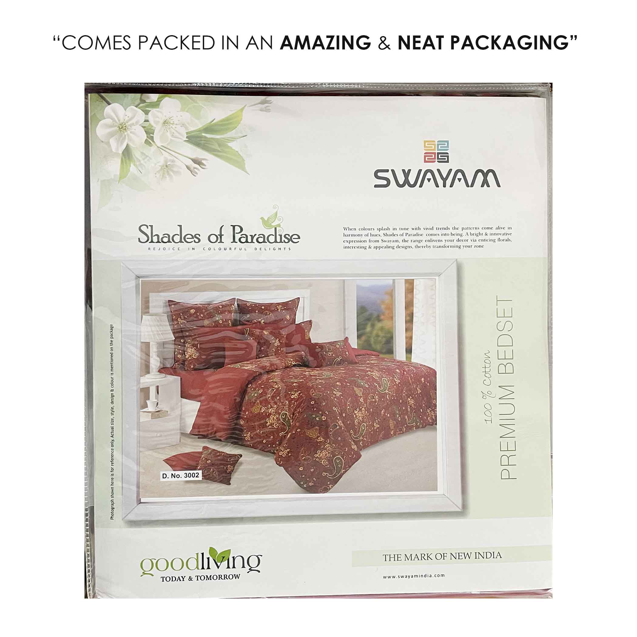 Paisleys in Crimson Garden - 200TC Cotton King Fitted Bedsheet (72x78x10 Inches)