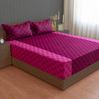 Magenta Mirage - Ethnic Buti 200TC Cotton Queen Fitted Bedsheet (60x73x10 Inches)