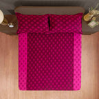 Magenta Mirage - Ethnic Buti 200TC Cotton Queen Fitted Bedsheet (60x73x10 Inches)