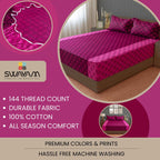 Magenta Mirage - Ethnic Buti 200TC Cotton King Fitted Bedsheet (72x78x10 Inches)