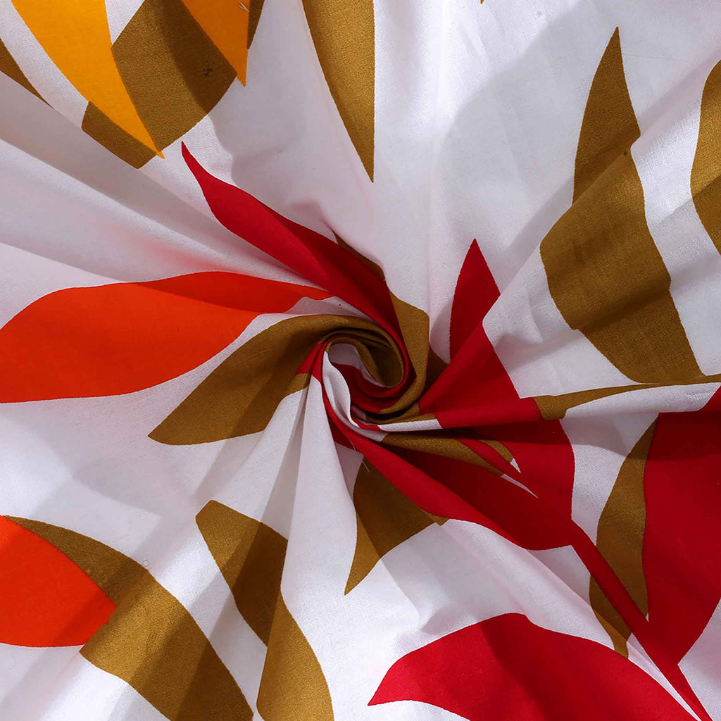 Shades of Autumn - Abstract Floral 200TC Cotton King Fitted Bedsheet (72x78x10 Inches)