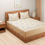 Peach Parlor Paisley - European Elegance 144TC Roto Cotton King Fitted Bedsheet (72x78x10 Inches)