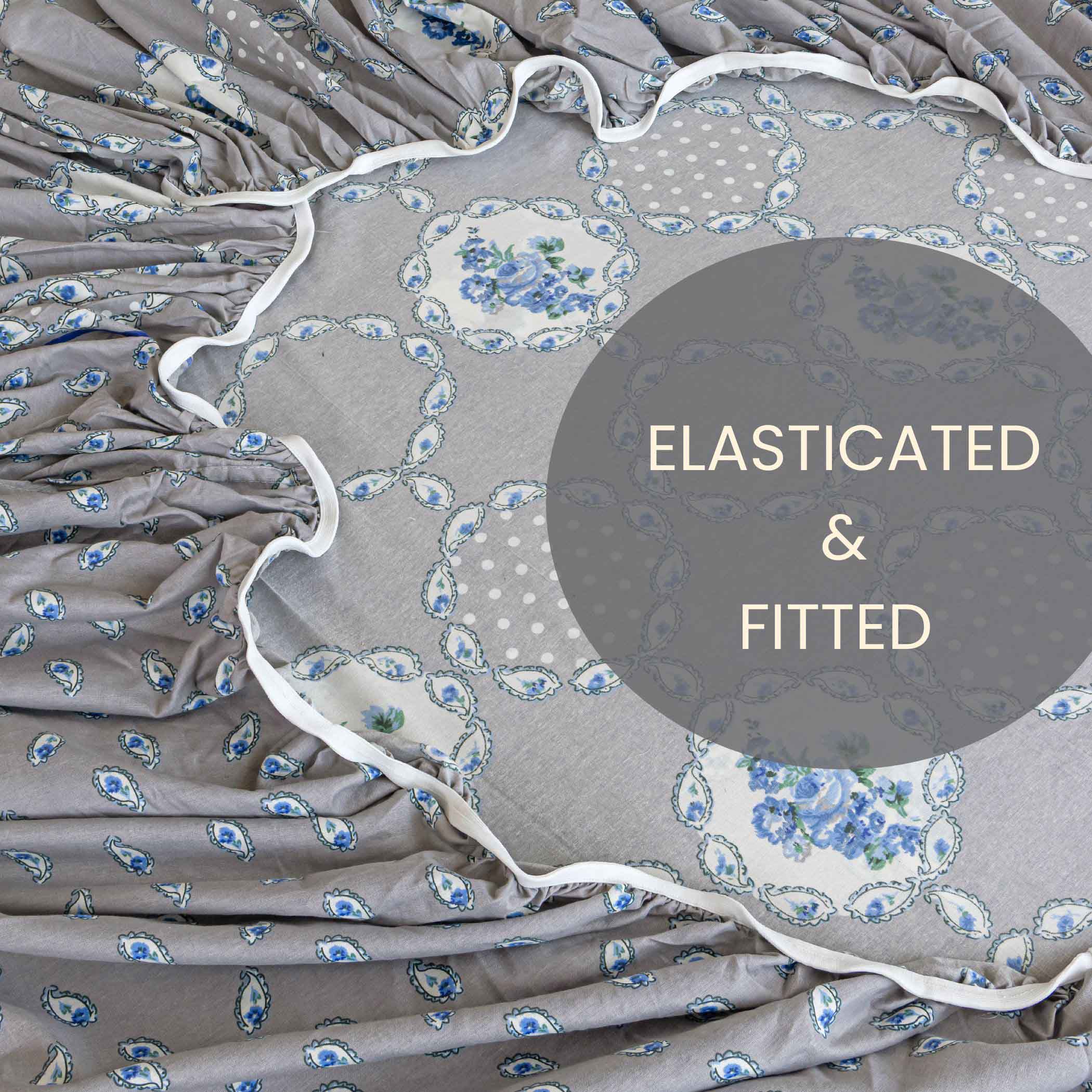 Misty Manor Paisley - European Grace 144TC Roto Cotton King Fitted Bedsheet (72x78x10 Inches)