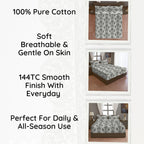 Elegant Majesty - Soft Pink 120TC 100% Cotton Floral Single Fitted Bedsheet (36 x 78 x 10 Inches)