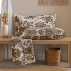 Baroque Splendor - Classic 144TC Roto Cotton Ethnic Motif King Fitted Bedsheet (72x78x10 Inches)