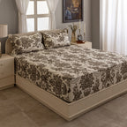 Baroque Splendor - Classic 144TC Roto Cotton Ethnic Motif King Fitted Bedsheet (72x78x10 Inches)
