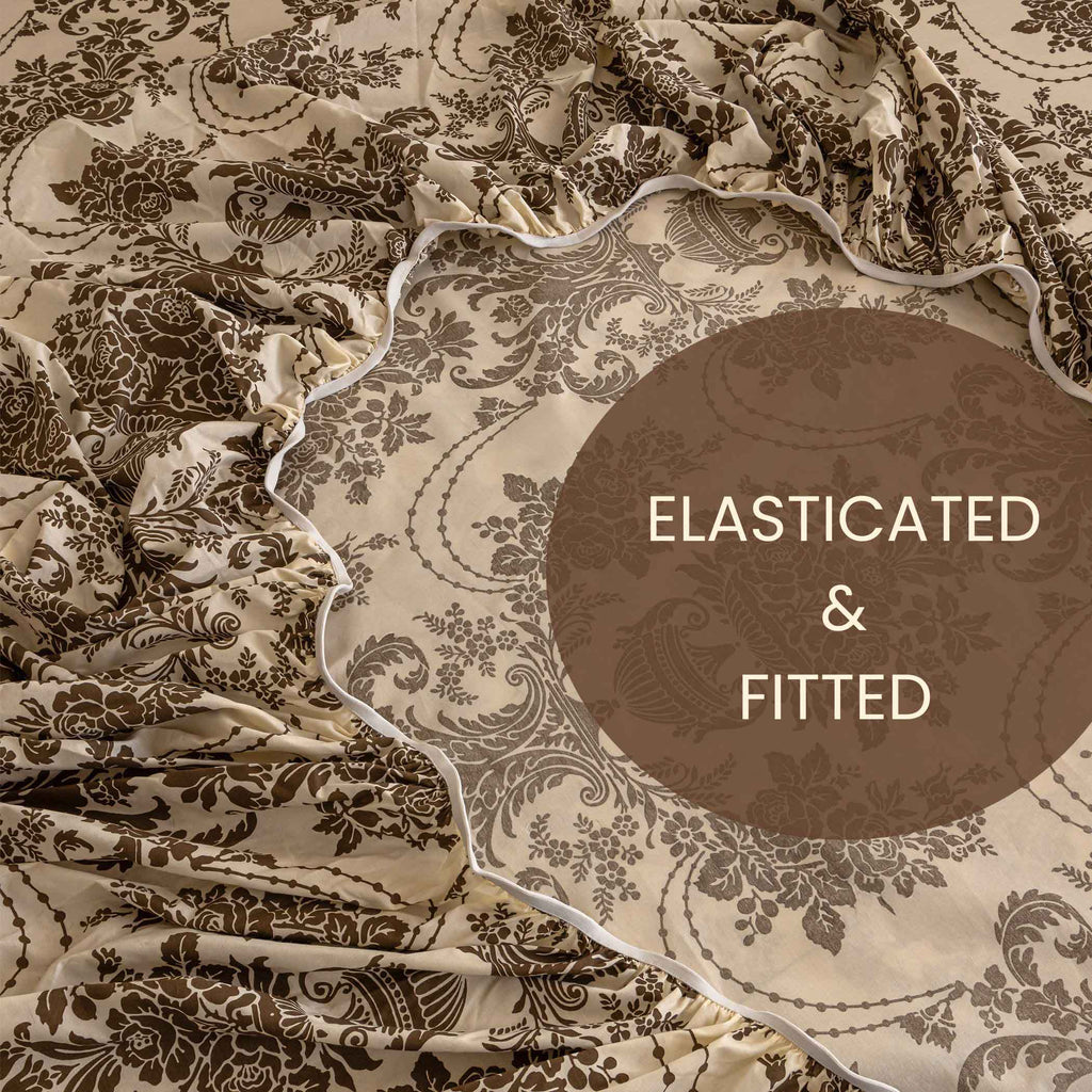 Baroque Splendor - Classic 144TC Roto Cotton Ethnic Motif Single Bedsheet (60x90 Inches)