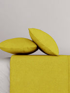 Solid Yellow Thermal King Fitted Bedsheet with 2 Matching Pillow Cover (72x78x10 inches)