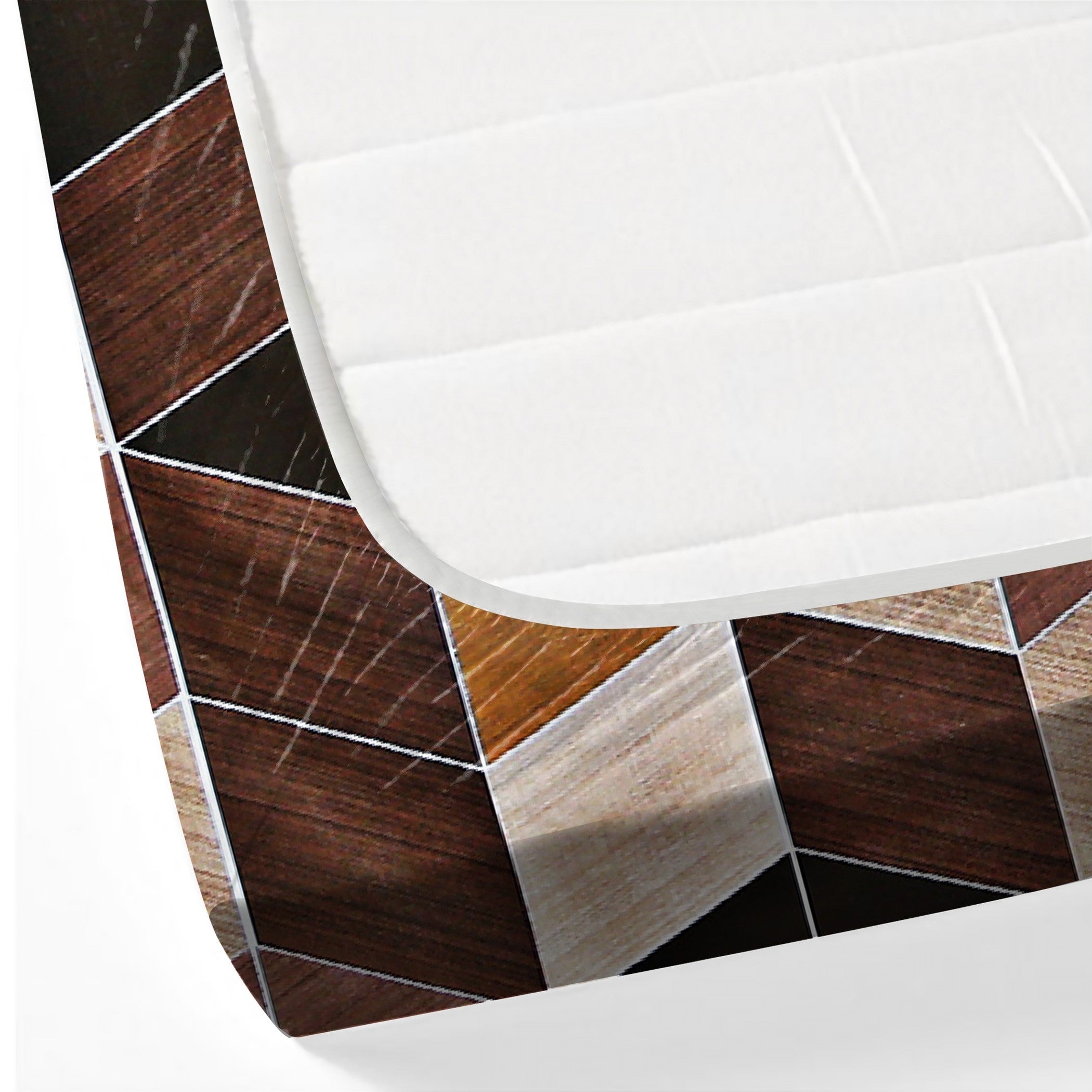 Brown & Beige Geometric Check Print Pure Cotton 160 TC King Fitted Bedsheet with 2 Pillow Covers (72x78x10 Inches)