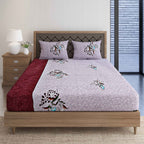 Lavender Charm - 160TC Pure Cotton King Fitted Bedsheet (72x78x10 Inches)