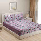 Winter Meadow - 160TC Pure Cotton Queen Fitted Bedsheet (60x73x10 Inches)