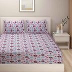 Winter Meadow - 160TC Pure Cotton Queen Fitted Bedsheet (60x73x10 Inches)
