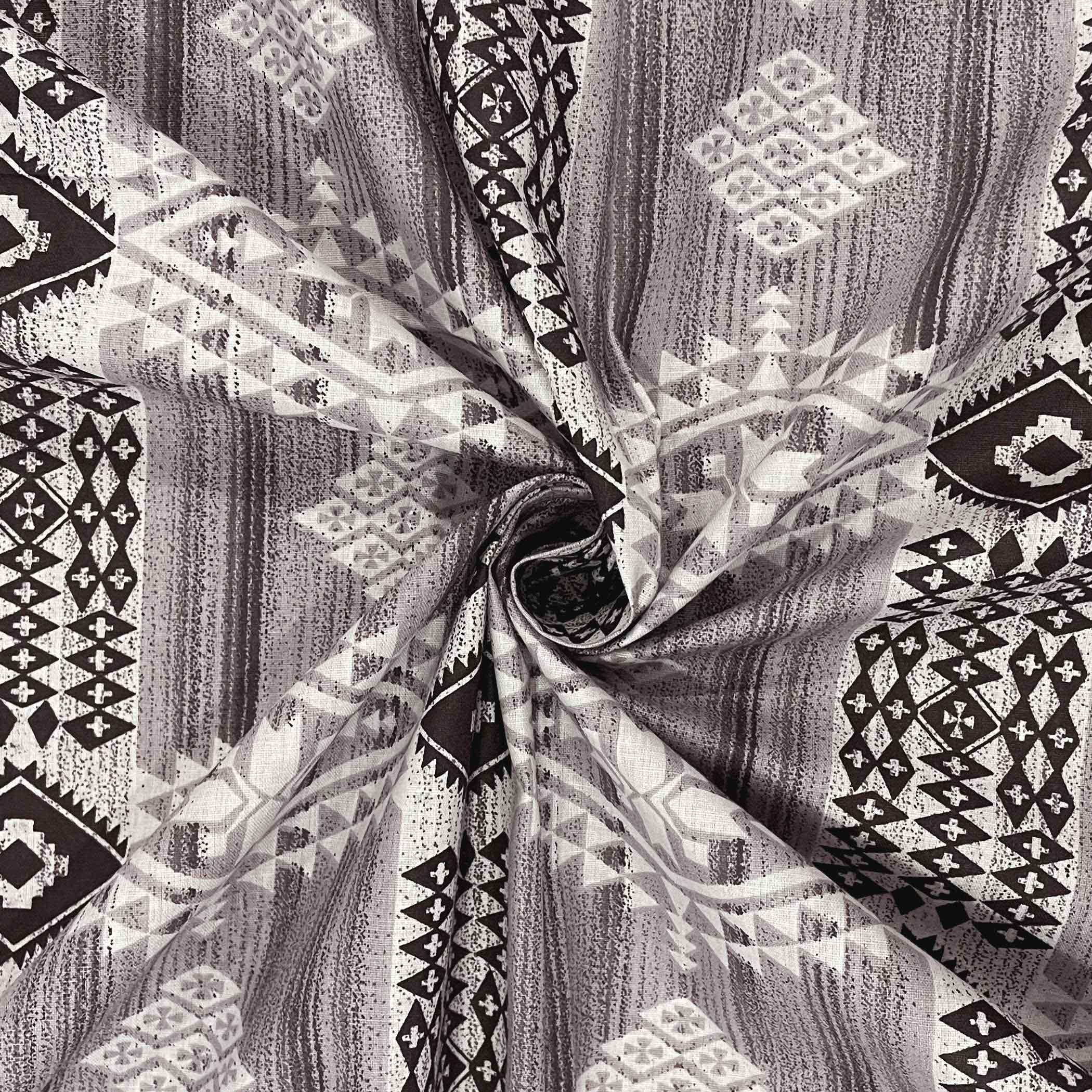 Purple Aztec - 160TC Pure Cotton Queen Fitted Bedsheet (60x73x10 Inches)