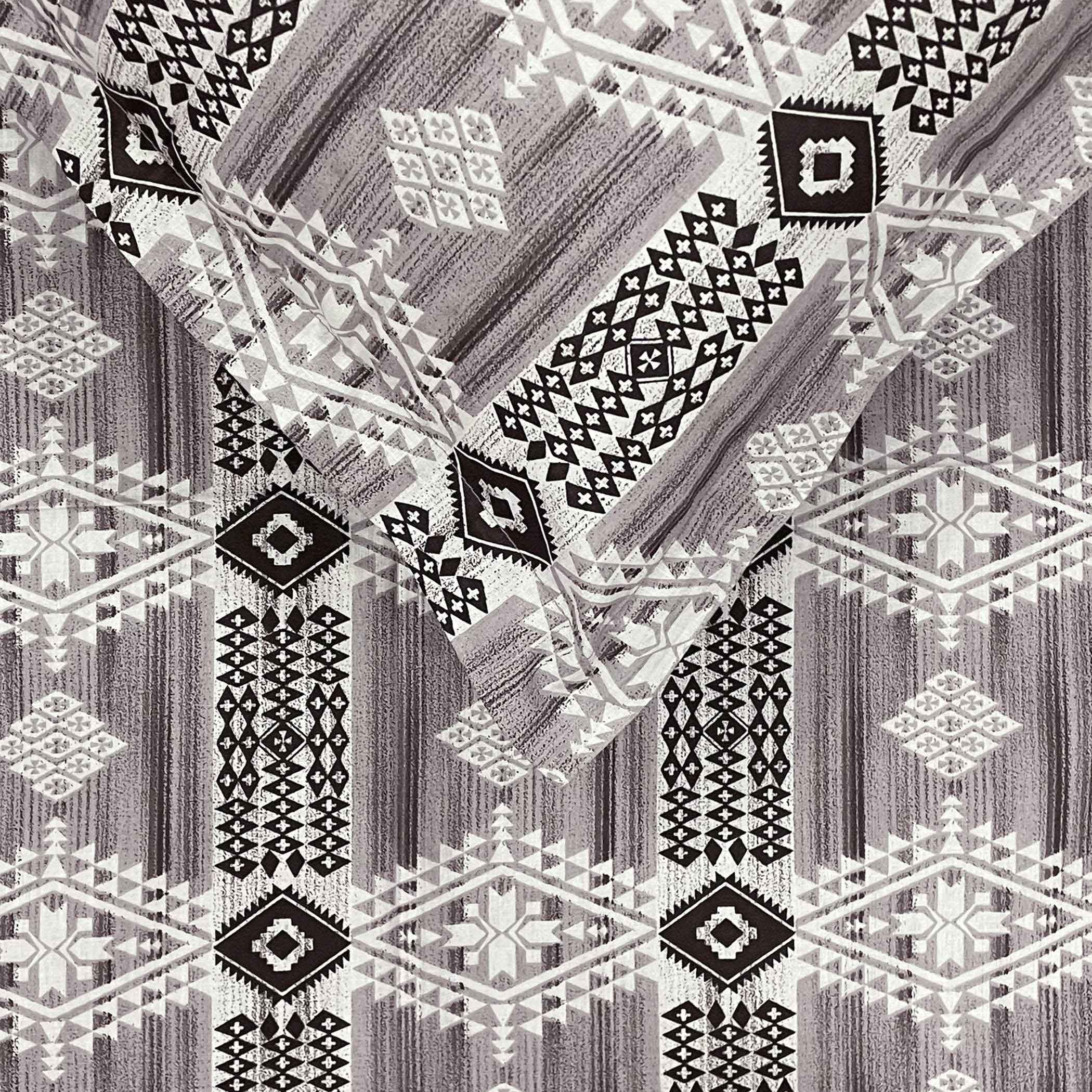 Purple Aztec - 160TC Pure Cotton Queen Fitted Bedsheet (60x73x10 Inches)