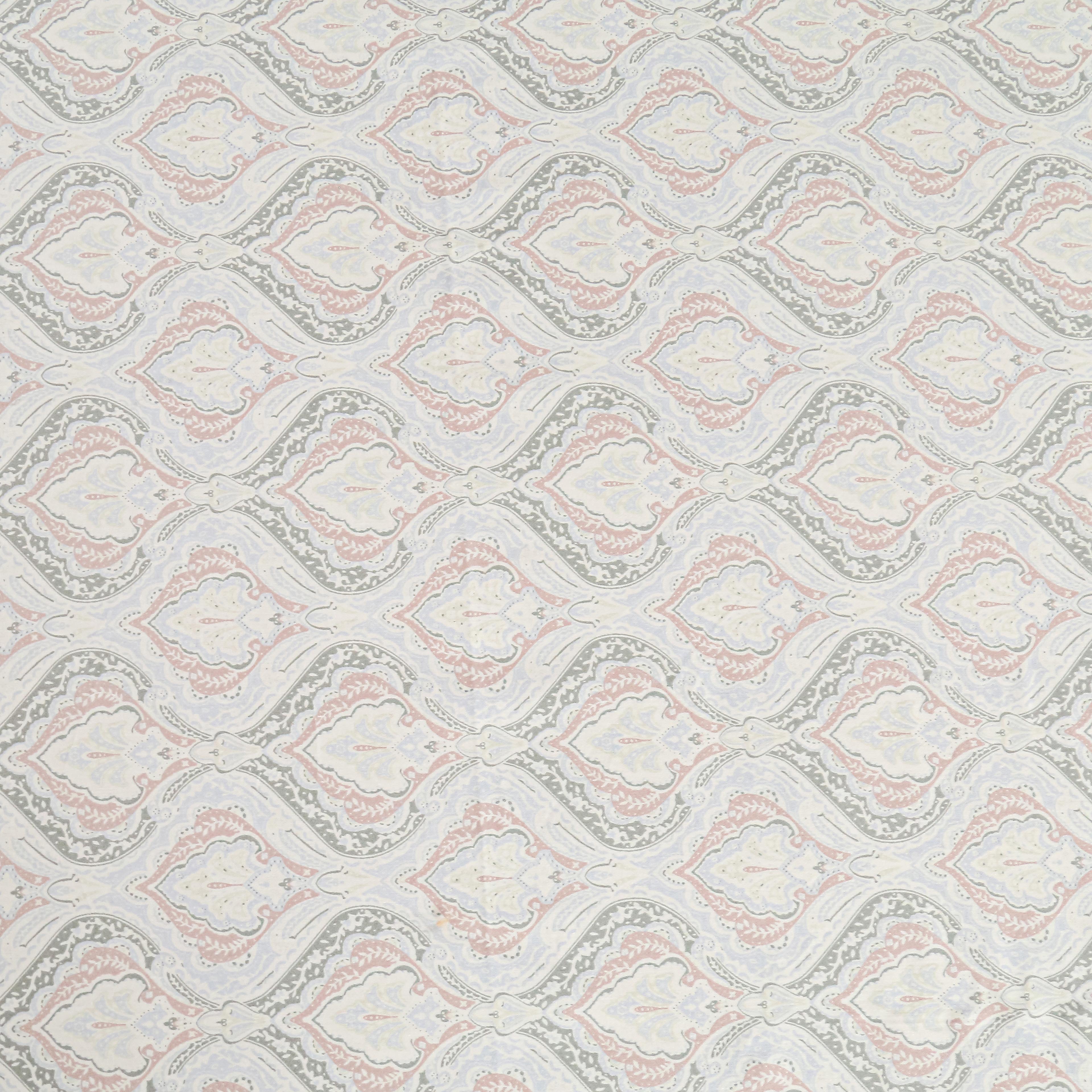 Cotton King Fitted Bedsheet with 2 Pillow Covers 250TC - White with Soft Pastel Ethnic Print (72x78x10 inches)