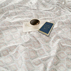Cotton King Fitted Bedsheet with 2 Pillow Covers 250TC - White with Soft Pastel Ethnic Print (72x78x10 inches)