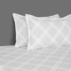 Cotton King Fitted Bedsheet with 2 Pillow Covers 250TC - Beige with Minimal Floral Print (72x78x10 inches)