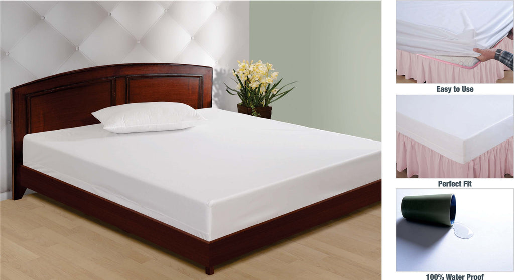 King Waterproof Fitted Mattress Protector – Pure White, Full Skirt Fit (72 x 78 inch)