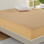 King Waterproof Fitted Mattress Protector – Golden Beige with Micro Dot Pattern (72 x 78 inch)