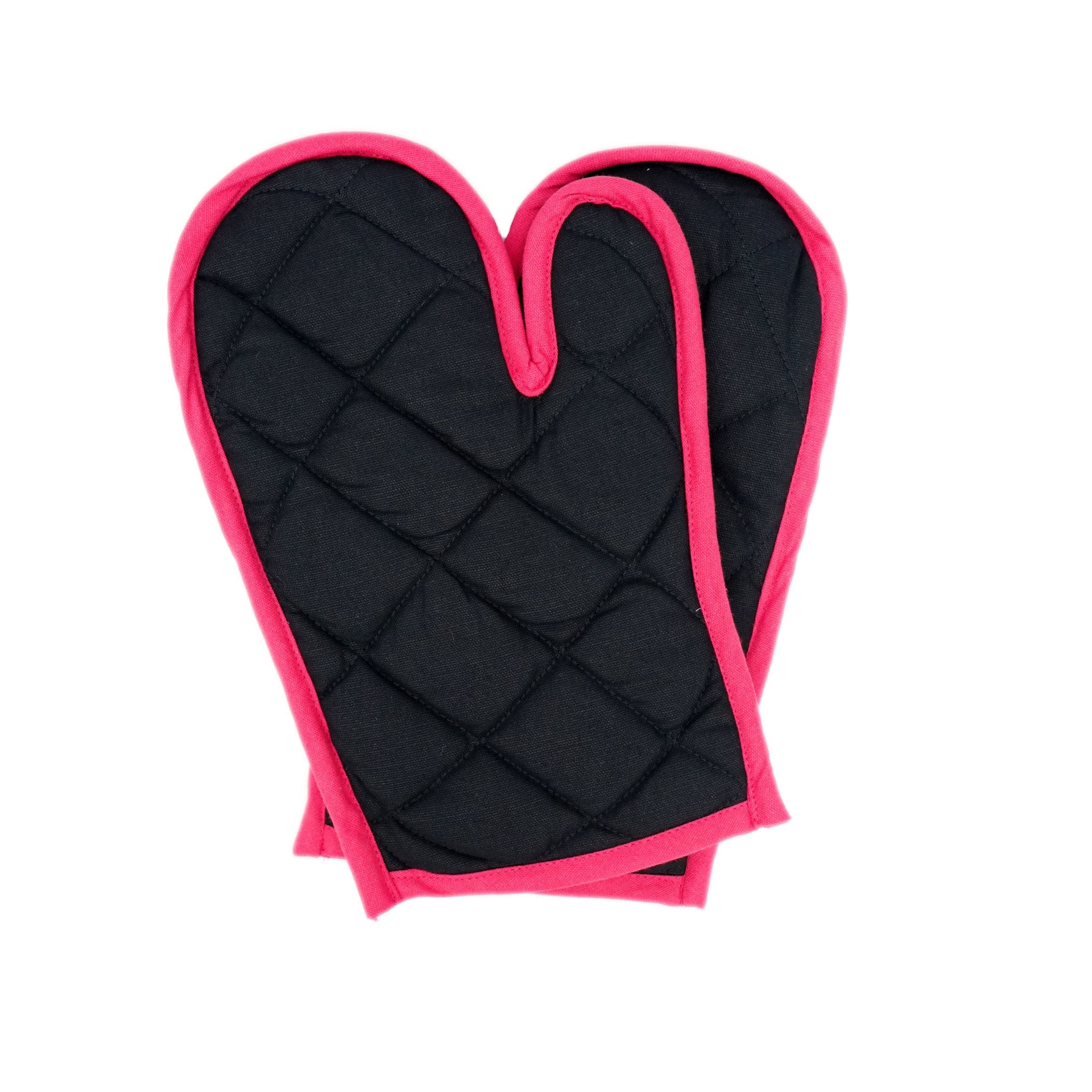 Premium Cotton Kitchen Apron Set with Oven Mitts, Pot Holder & Towels - Black & Red