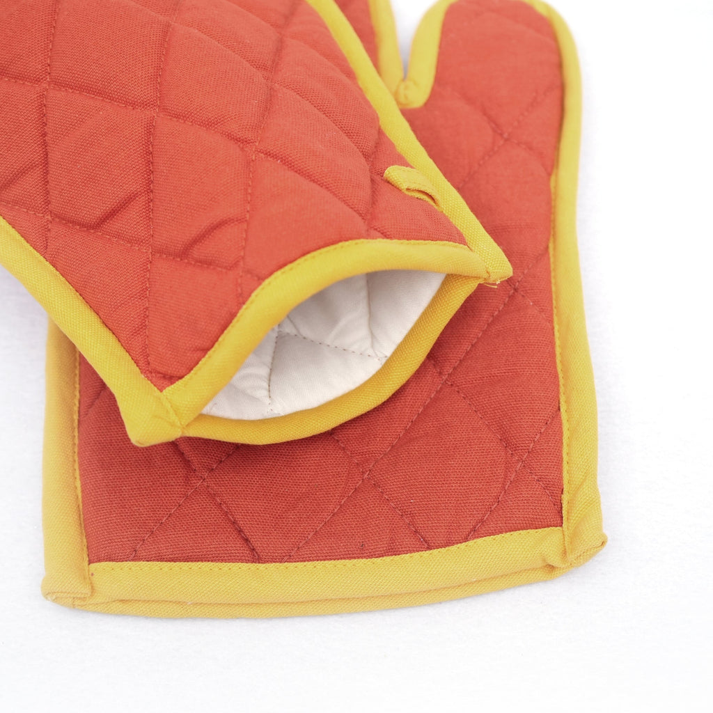 Premium Cotton Kitchen Apron Set with Oven Mitts, Pot Holder & Kitchen Towels - Heat Resistant Cooking Essentials