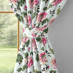 Ivory Pink Garden Bloom 220 GSM Cotton Casement Eyelet Curtain
