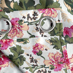 Ivory Pink Garden Bloom 220 GSM Cotton Casement Eyelet Curtain