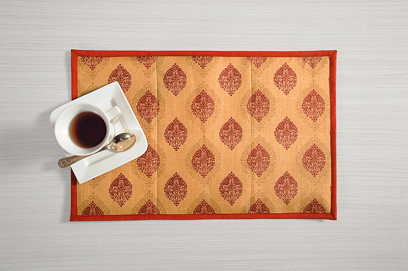 Golden Mughal Damask Table Mats – Pack of 2