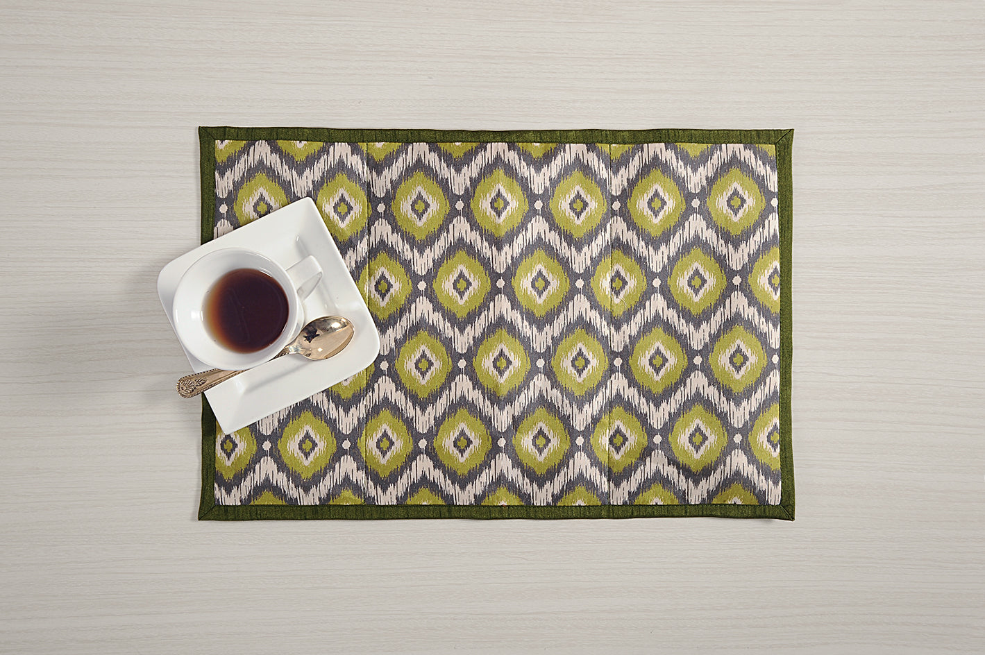 Olive Ikat Diamond Table Mats – Pack of 4