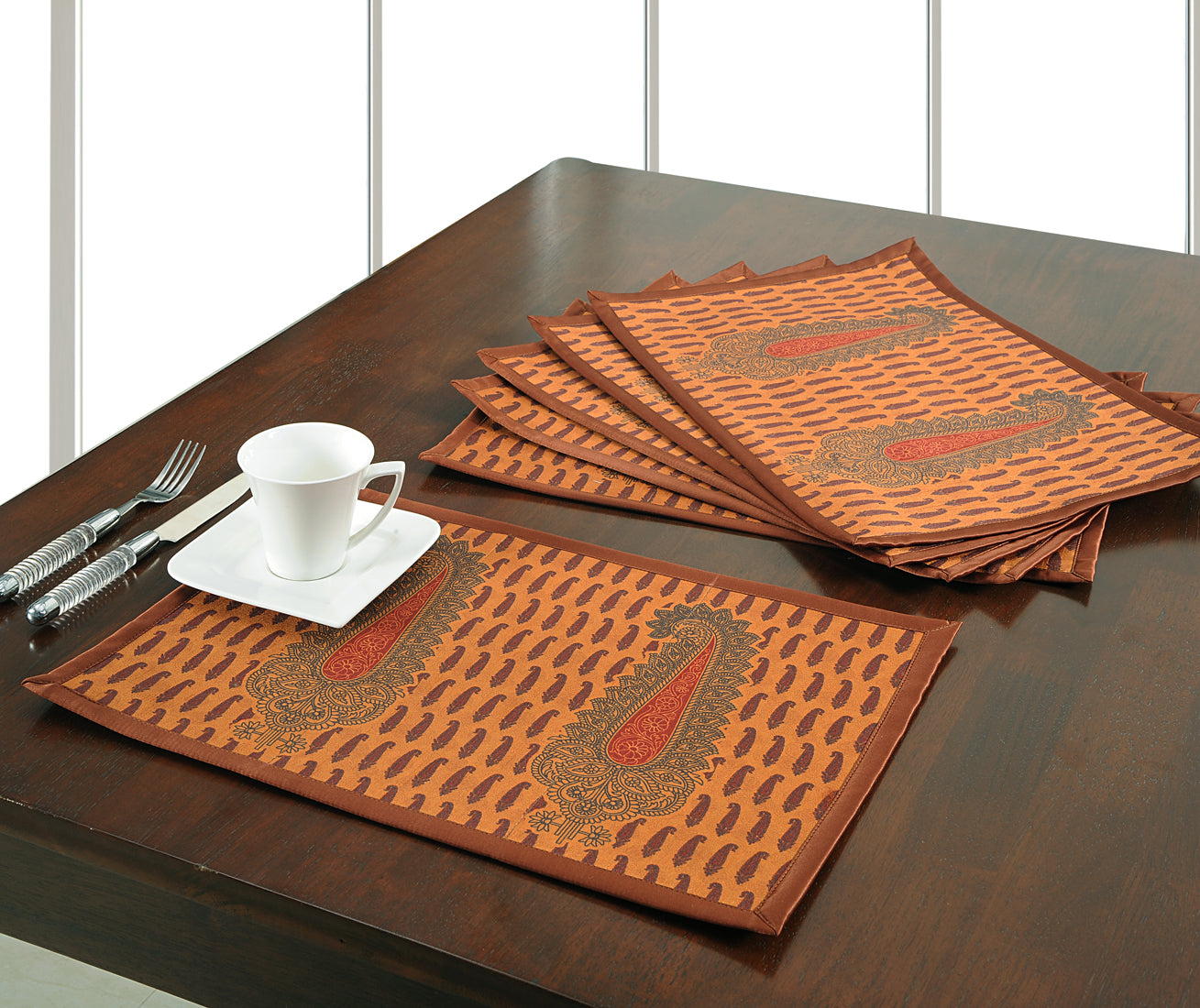 Rust Paisley Table Mats – Pack of 6