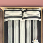 Charcoal Classic Stripe 240 TC Pure Cotton Bedsheet Set with Pillow Cover