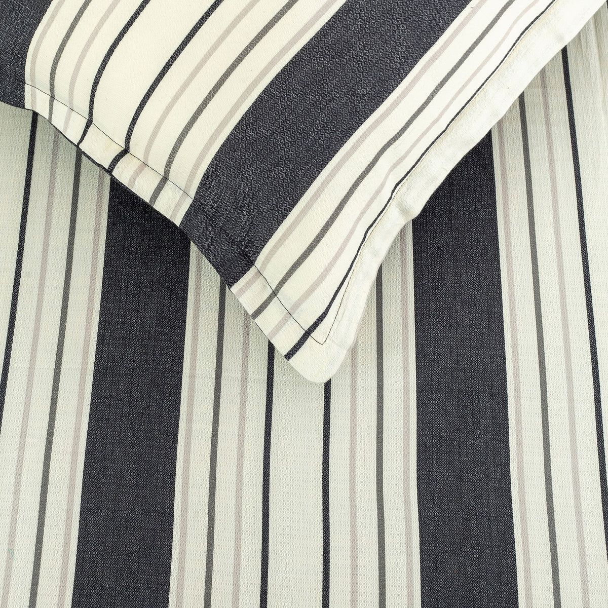 Charcoal Classic Stripe 240 TC Pure Cotton Bedsheet Set with Pillow Cover