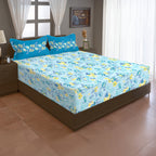 Aqua Daisy Meadow 120 TC Pure Cotton Bedsheet Set with Pillow Cover